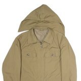 Mens Beige Casual Jacket XL Polyester Blend Plain Zip Hooded Pockets