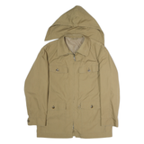 Mens Beige Casual Jacket XL Polyester Blend Plain Zip Hooded Pockets
