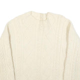 Womens Cream Cable Knit Wool Jumper M Cable Knit Crew Neck Regular Fit