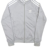 ADIDAS Womens Grey Hoodie UK 6 Cotton Blend Full Zip Sportswear Casual