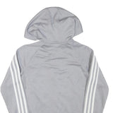 ADIDAS Womens Grey Hoodie UK 6 Cotton Blend Full Zip Sportswear Casual
