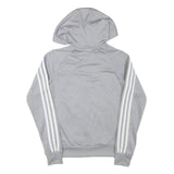 ADIDAS Womens Grey Hoodie UK 6 Cotton Blend Full Zip Sportswear Casual