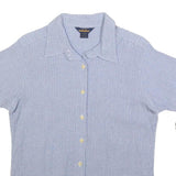 WOOLRICH Womens Blue Check Shirt L Cotton Blend Button Short Sleeve Casual