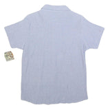 WOOLRICH Womens Blue Check Shirt L Cotton Blend Button Short Sleeve Casual