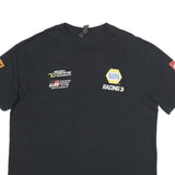 GILDAN Mens Black Racing Logo Cotton T-Shirt XL Short Sleeve Crew Neck