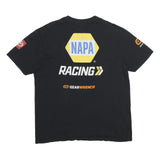 GILDAN Mens Black Racing Logo Cotton T-Shirt XL Short Sleeve Crew Neck