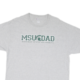 CHAMPION Mens Grey MSU Dad Graphic T-Shirt XL Short Sleeve Crew Neck Cotton