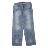 MARU Womens Blue Regular Straight Denim Medium W32 L31 Distressed Zip Jeans