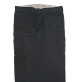 DICKIES Mens Relaxed Black Cargo Trousers W42 L34 Cotton Blend Zip Pocket