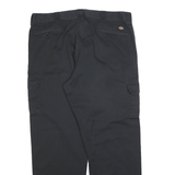 DICKIES Mens Relaxed Black Cargo Trousers W42 L34 Cotton Blend Zip Pocket