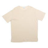 JOAN & DAVID Womens Cream T-Shirt L Short Sleeve Crew Neck Plain Cotton Blend