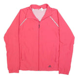 ADIDAS Womens Pink Track Jacket UK 18 Polyester Blend Plain Zip Casual