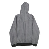 SMOG Mens Grey & Black Check Hooded Jacket M Polyester Zip Casual