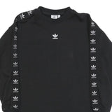 ADIDAS Womens Black Cotton Crew Neck Sweatshirt UK 8 Logo Taped Sleeves