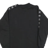 ADIDAS Womens Black Cotton Crew Neck Sweatshirt UK 8 Logo Taped Sleeves