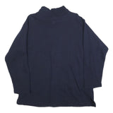 DEVILLE Womens Navy Blue Sweatshirt XL Embroidered Bear Zipper Pockets Pullover