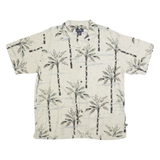 NEWPORT BLUE Mens Cream Palm Tree Print Shirt L Summer Casual Beachwear