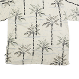 NEWPORT BLUE Mens Cream Palm Tree Print Shirt L Summer Casual Beachwear