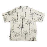 NEWPORT BLUE Mens Cream Palm Tree Print Shirt L Summer Casual Beachwear