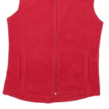 WOOLRICH Womens Red Sleeveless Zip Fleece Jacket L Polyester Blend Warm Casual