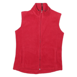 WOOLRICH Womens Red Sleeveless Zip Fleece Jacket L Polyester Blend Warm Casual