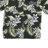ALPHA REPUBLIC Mens Black Green Floral Print Hawaiian Shirt L Cotton Blend