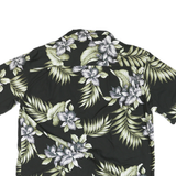 ALPHA REPUBLIC Mens Black Green Floral Print Hawaiian Shirt L Cotton Blend