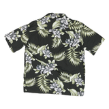ALPHA REPUBLIC Mens Black Green Floral Print Hawaiian Shirt L Cotton Blend