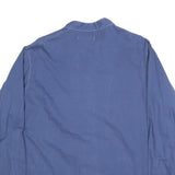 Mens Blue Shirt L Cotton Blend Grandad Collar Long Sleeve Button Closure Casual