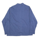 Mens Blue Shirt L Cotton Blend Grandad Collar Long Sleeve Button Closure Casual