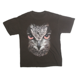 Mens Black Cotton Owl Face Graphic T-Shirt M Short Sleeve Crew Neck