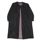 Womens Black Button Polyester Blend Classic Jacket L Plain Button Closure