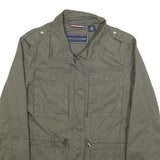 TOMMY HILFIGER Womens Green S Cotton Blend Jacket Military Style Zip Front