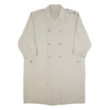 Mens Beige Cotton Double Breasted Button Jacket XL Plain Casual Lightweight