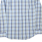 NAUTICA Mens Blue & White Checked Shirt L Classic Button Down Cotton Blend