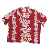 BISHOP ST Womens Red Floral Cotton Blend Shirt Short Sleeve Collared XL Casual