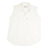 BALLON CLUB & CO Womens White Sleeveless Shirt Button Neck Top L Cotton Blend