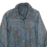 YOUR SIXTH SENSE Womens Blue Green Geometric Zip Jacket UK 18 Casual Lightweight