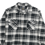 JACHS Mens Black & White Check Flannel Shirt L Cotton Blend Casual Long Sleeve