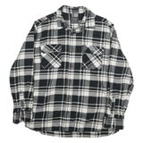 JACHS Mens Black & White Check Flannel Shirt L Cotton Blend Casual Long Sleeve