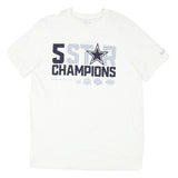 NIKE Mens White 5 Star Champions Graphic T-Shirt L Short Sleeve Crew Neck
