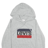 LEVI'S Mens Grey Hoodie S Cotton Pullover Casual Logo Print Drawstring