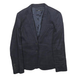 BOSS HUGO BOSS Womens Navy Blue Wool Blend Blazer Jacket UK 4 Tailored Plain
