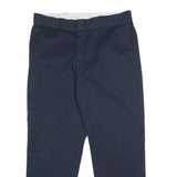 DICKIES Mens Cotton Blend Navy Regular Straight Trousers W36 L28 Workwear Casual
