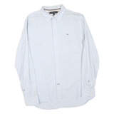 TOMMY HILFIGER Mens Blue & White Stripe Shirt L Button-Down Collar Long Sleeve