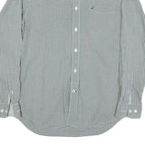 NAUTICA Mens Green & White Checked Shirt M Classic Cotton Blend Long Sleeve