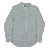 NAUTICA Mens Green & White Checked Shirt M Classic Cotton Blend Long Sleeve