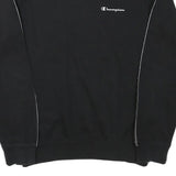 CHAMPION Mens Black Crew Neck XS Logo Tape Sweatshirt Polyester Blend