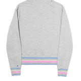 CHAMPION Womens Grey Hoodie S Cotton Blend Pullover Striped Cuffs