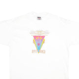 ONEITA Mens White Graphic T-Shirt XL Short Sleeve Crew Neck Cotton Casual